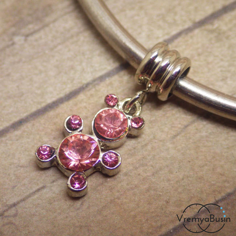 Подвеска для пандоры с кристалликами. Мишка