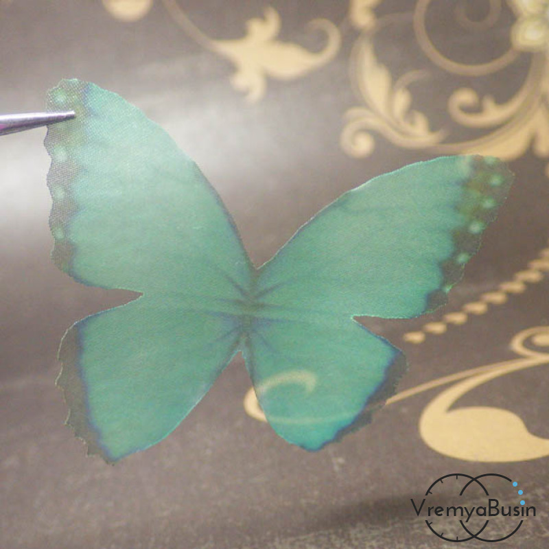 Крылья бабочки из органзы, 44х46 мм, цв. изумрудный  (1 шт.)