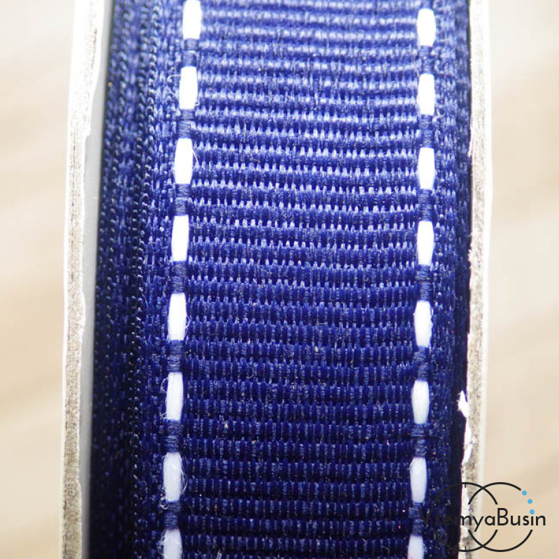 Лента репсовая, 15 мм, цвет темно-синий с полосками (1 м.)
