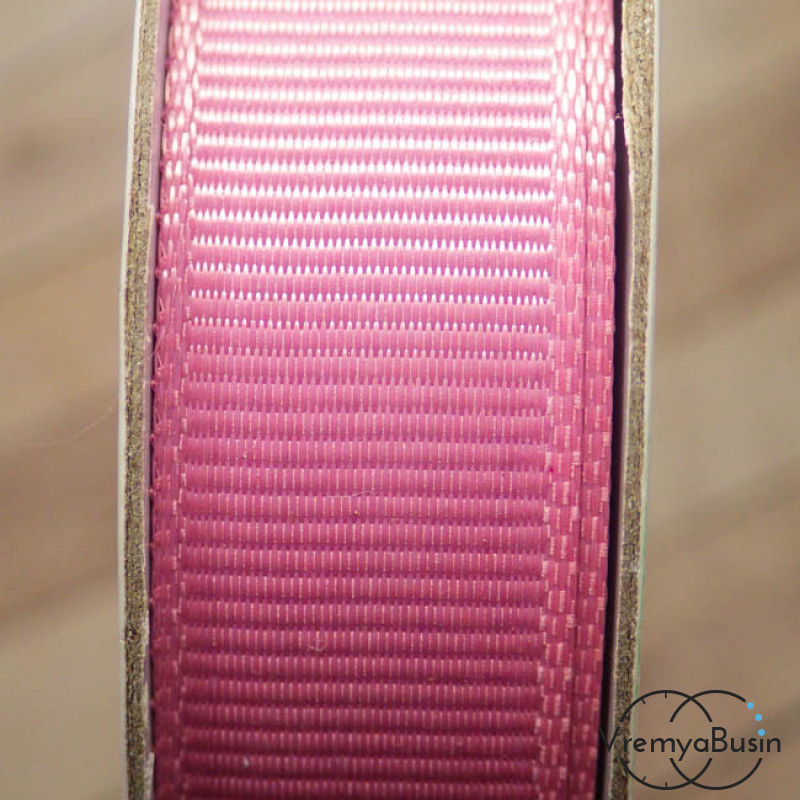 Лента репсовая, 15 мм, цвет розовый (1 м.)