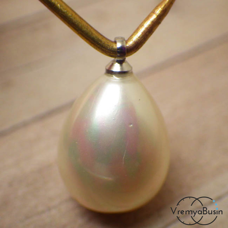 Подвеска жемчужная капля 12х16 мм, цвет кремовый (1 шт.)