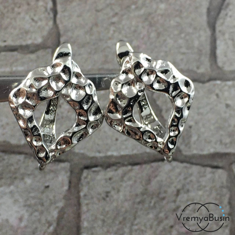 Швензы с английским замком, латунь с родиевым покрытием (1 пара)