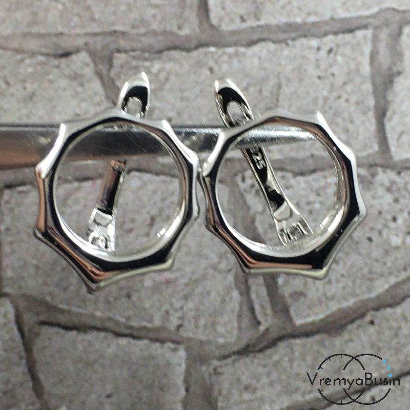 Швензы с английским замком, латунь с родиевым покрытием (1 пара)