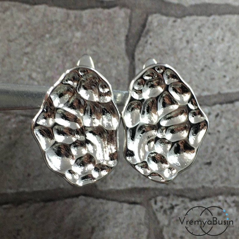 Швензы с английским замком, латунь с родиевым покрытием (1 пара)