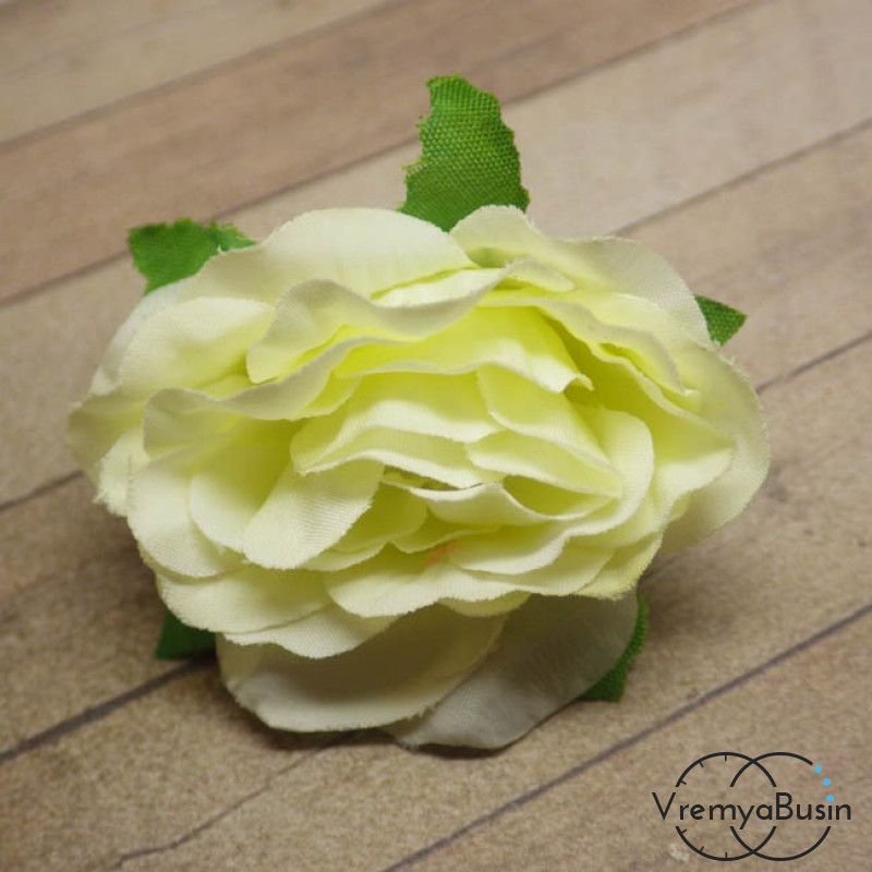 Цветок из ткани "Роза", 45 мм., цв.ЛИМОННЫЙ (1 шт.)