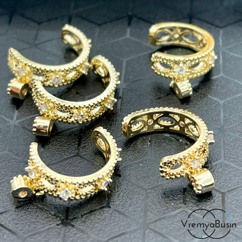 Кафф для ушка, кольцо зажимное, латунь с позолотой (1 шт.)