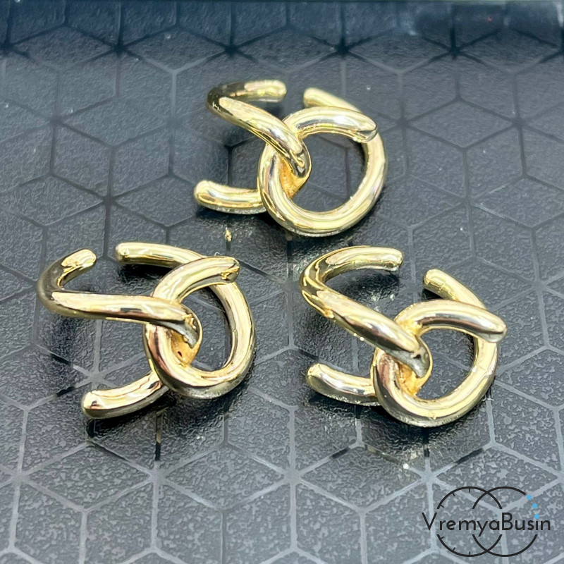 Кафф для ушка, кольцо зажимное, латунь с позолотой (1 шт.)