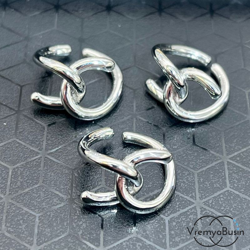 Кафф для ушка, кольцо зажимное, латунь с родиевым покрытием (1 шт.)