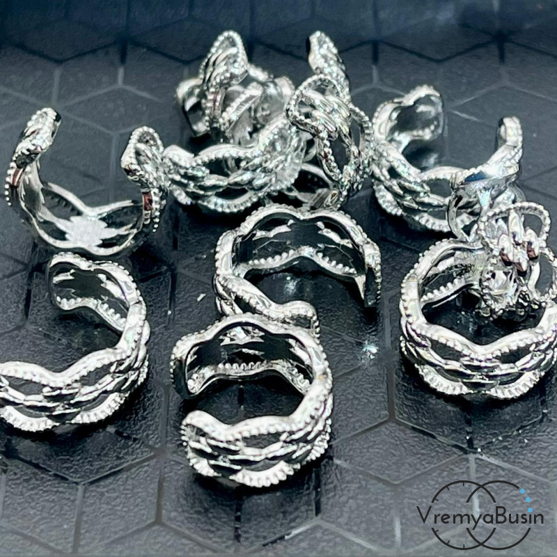 Кафф для ушка, кольцо зажимное, латунь с родиевым покрытием (1 шт.)