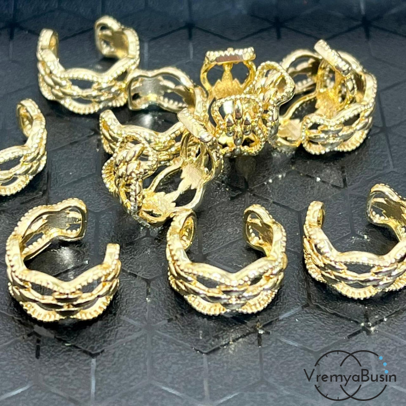 Кафф для ушка, кольцо зажимное, латунь с позолотой (1 шт.)