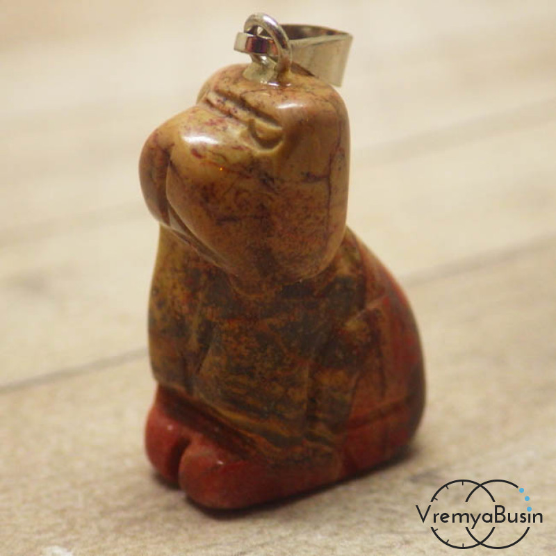 ЯШМА. Кулон из резного камня "Собака", 10х16х22 мм (1 шт.)