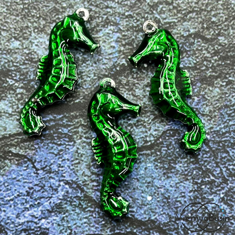 Облегченная подвеска с эмалью, морской конек  11х27х4 мм (1 шт.)