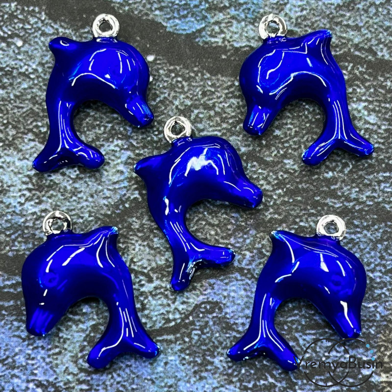 Облегченная подвеска с эмалью, дельфин 15х20х5 мм ( 1 шт.)