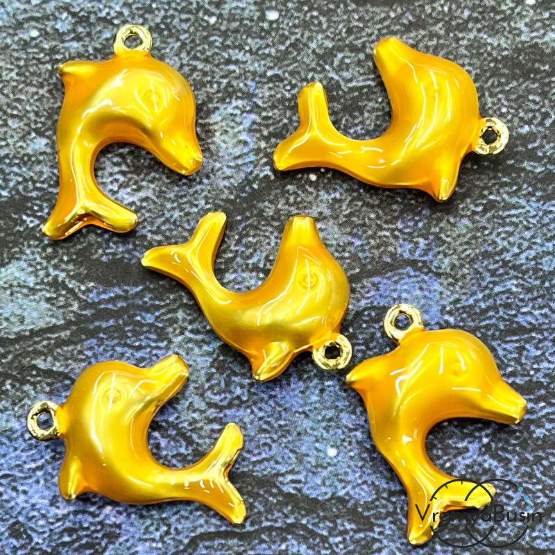 Облегченная подвеска с эмалью, дельфин 15х20х5 мм ( 1 шт.)