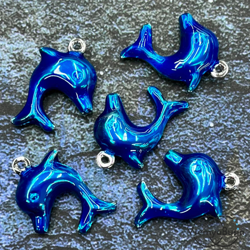 Облегченная подвеска с эмалью, дельфин 15х20х5 мм ( 1 шт.)