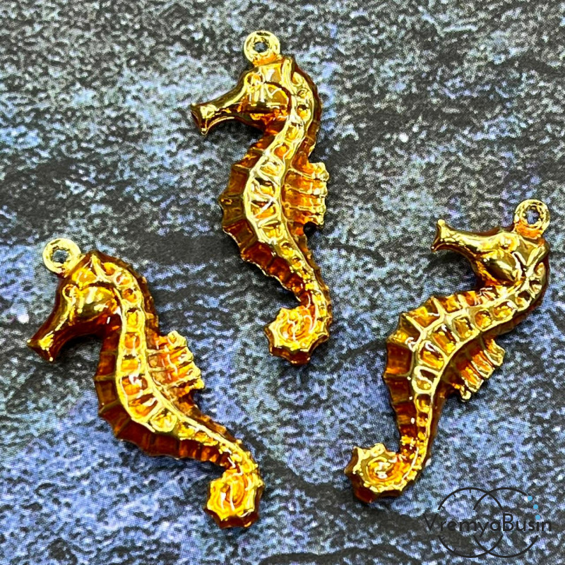 Облегченная подвеска с эмалью, морской конек  11х27х4 мм (1 шт.)