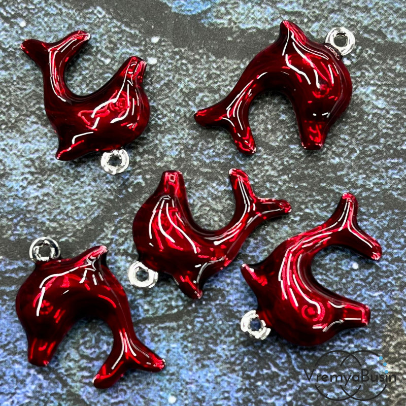 Облегченная подвеска с эмалью, дельфин 15х20х5 мм ( 1 шт.)