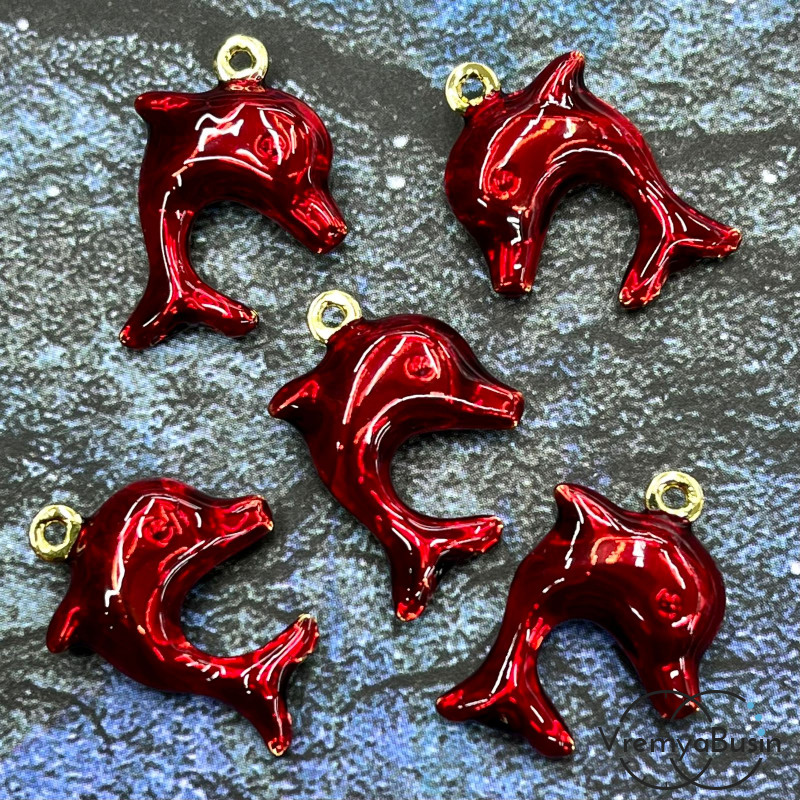 Облегченная подвеска с эмалью, дельфин 15х20х5 мм ( 1 шт.)