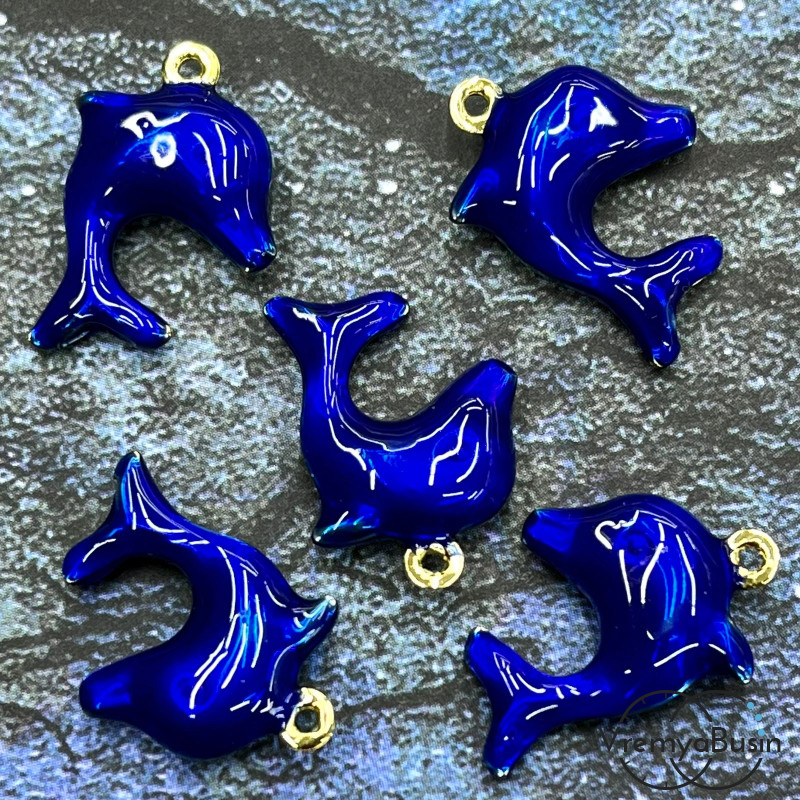 Облегченная подвеска с эмалью, дельфин 15х20х5 мм ( 1 шт.)