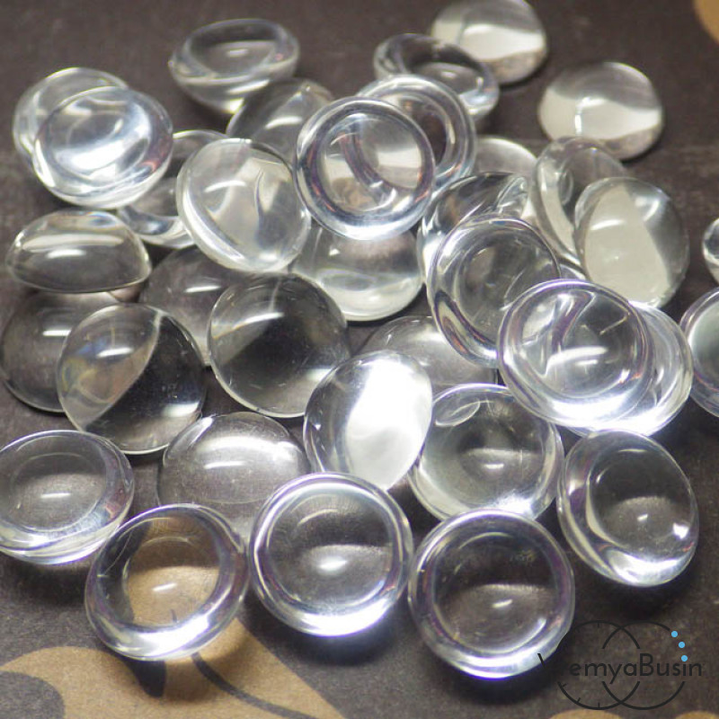 Кабошон полу-сфера стеклянный прозрачный. Круглый 12 мм (1 шт.)