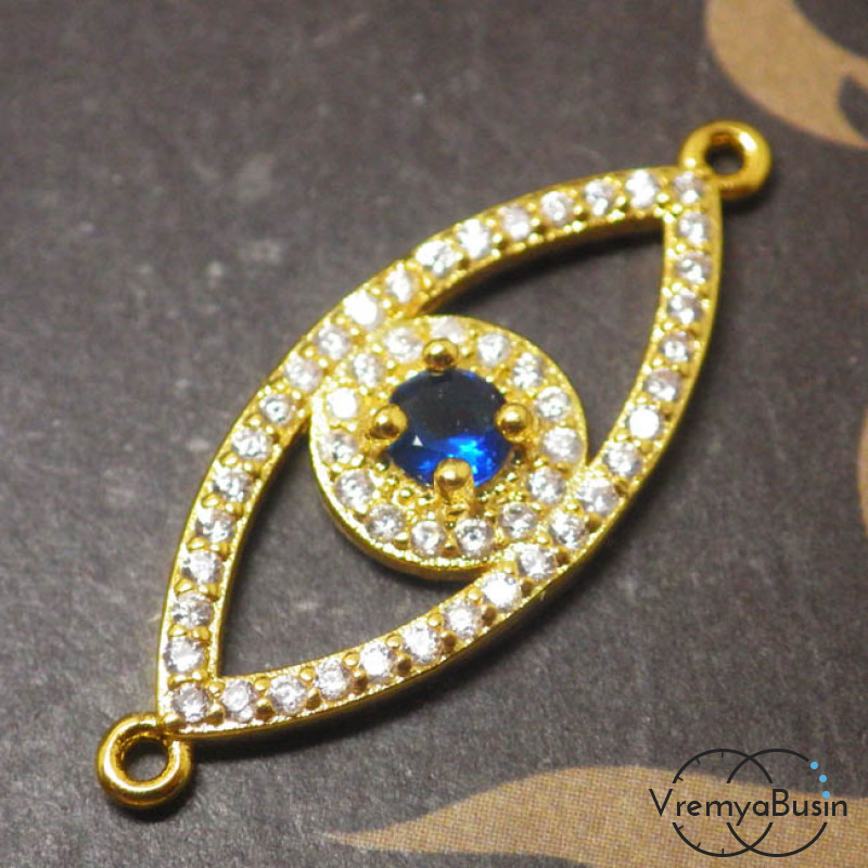 Коннектор. Латунь с позолотой и фианитами (1 шт.)