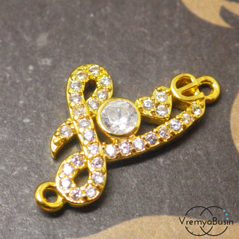Коннектор. Латунь с позолотой и фианитами (1 шт.)