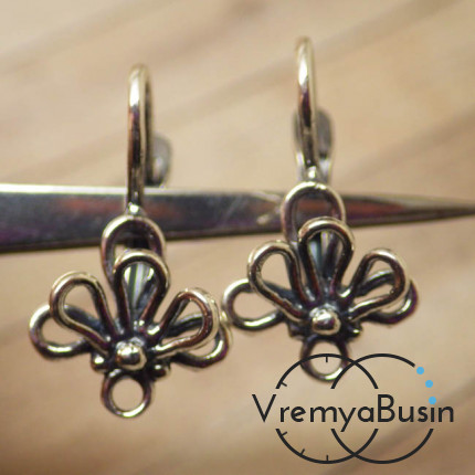 Швензы с английским замком, покрытие мельхиор, цв. серебро (1 пара)