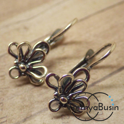 Швензы с английским замком, покрытие мельхиор, цв. серебро (1 пара)