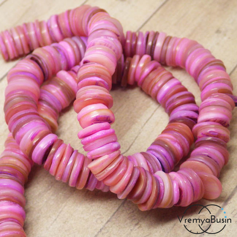 Перламутр диски 9 мм, цв. РОЗОВЫЙ (около 10 см.)