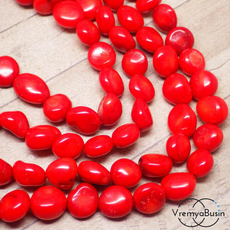 Коралл красный, бусины округлые (1 шт.)