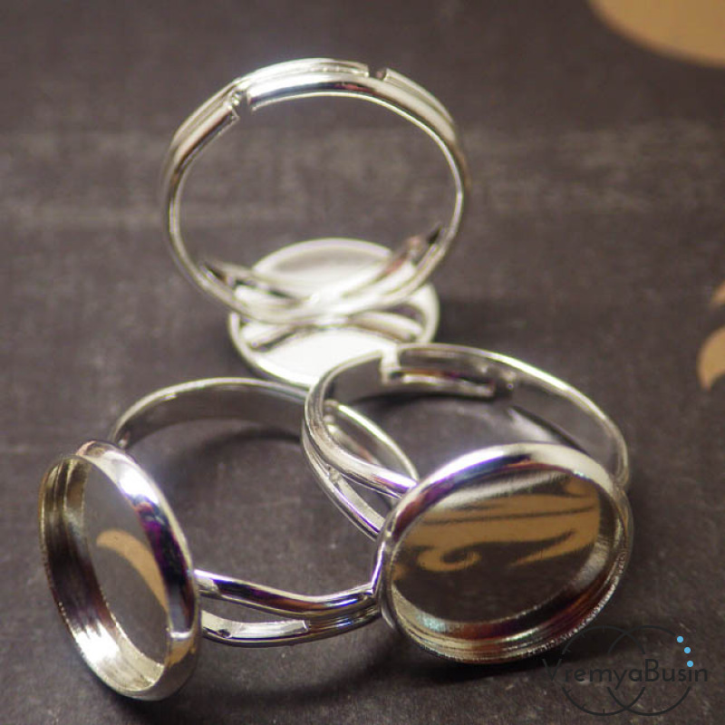 Основа для кольца с сеттингом под кабошон 12 мм., цв. серебро (1 шт.)