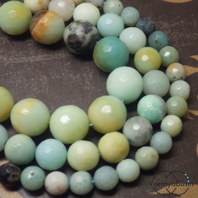 Амазонит. Шарик граненый 6-8-10-12 мм (1 шт.)
