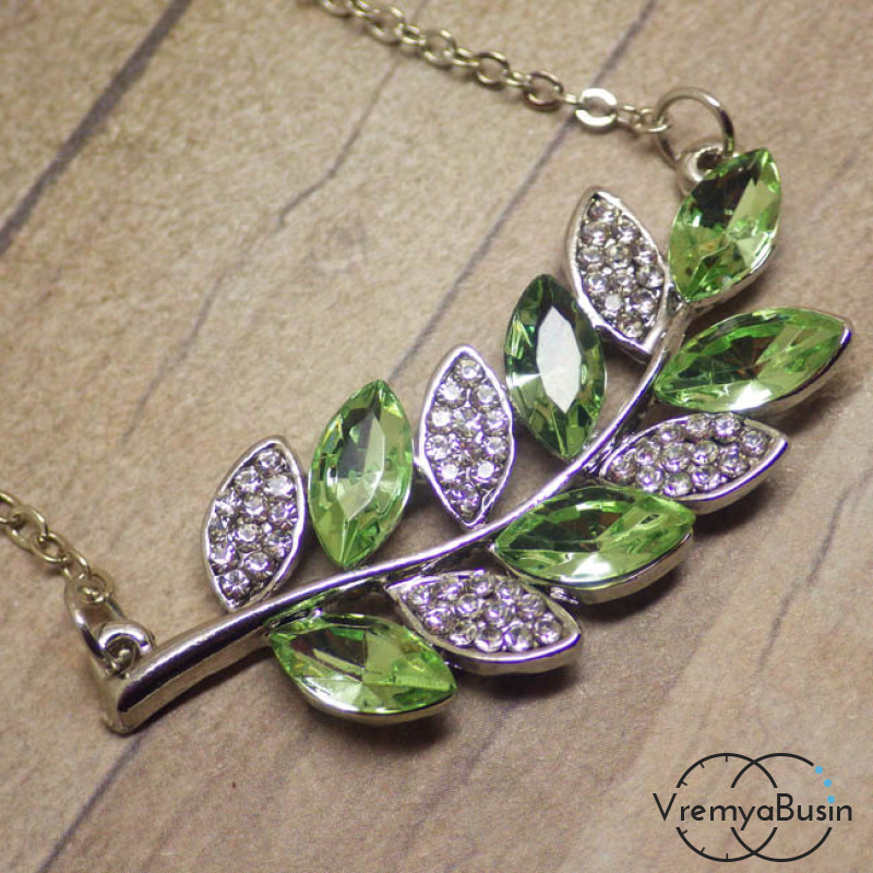 Коннектор со стразами "Лист" (1 шт.)