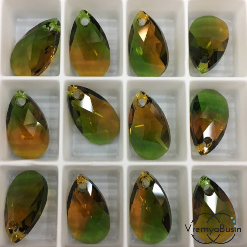 Подвеска Сваровски 6106 Груша, 16х9 мм (1 шт.) ОЛИВКОВО-БОЛОТНЫЙ