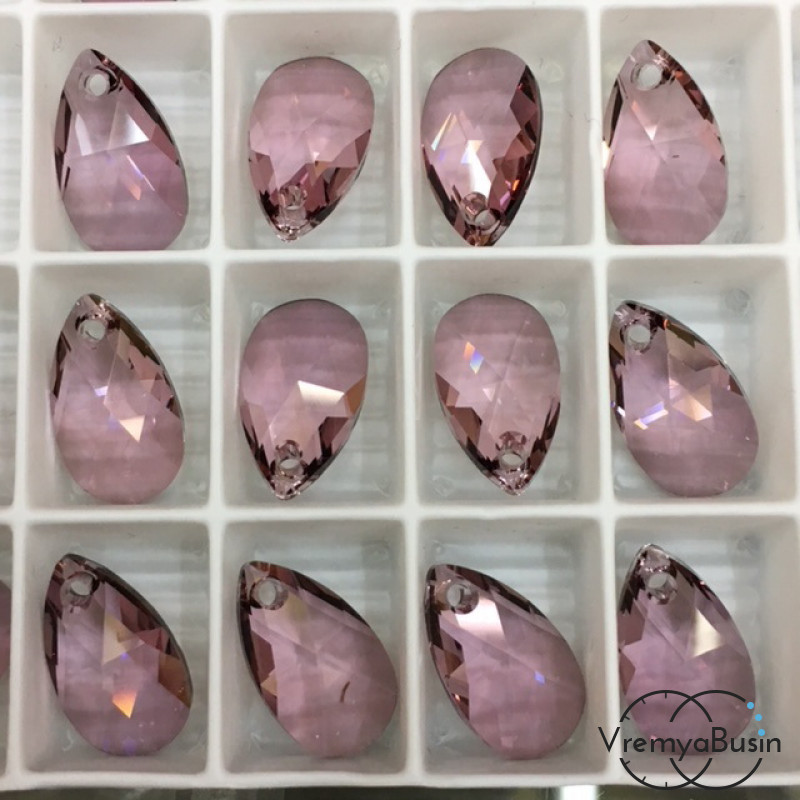 Подвеска Сваровски 6106 Груша, 16х9 мм (1 шт.) ДЫМЧАТО-РОЗОВЫЙ