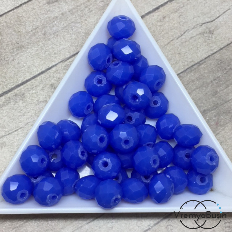 Бусины-рондели из граненого стекла, цвет СИНИЙ МАТОВЫЙ, размер 8 мм  (упак. 10 шт.)
