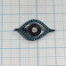 Коннектор "Глаз" с цветными фианитами, латунь с черным родиевым покрытием (1 шт.)