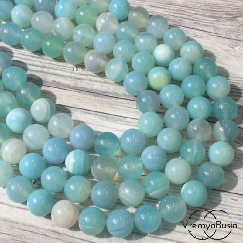 Агат тонированный, шарик гладкий 8 мм (нить, ок. 48 шт.)