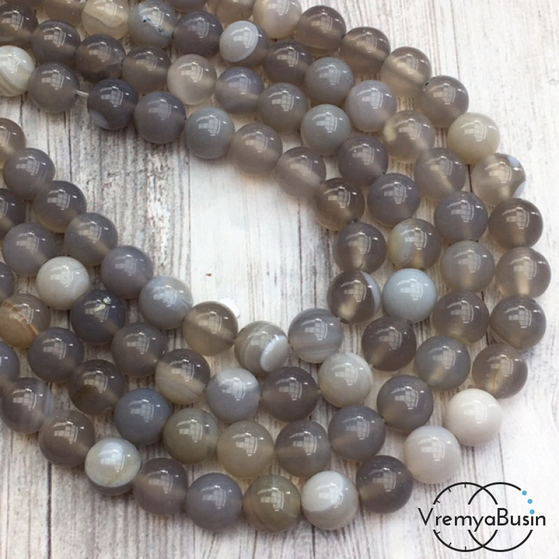 Агат тонированный, шарик гладкий 8 мм (нить, ок. 48 шт.)