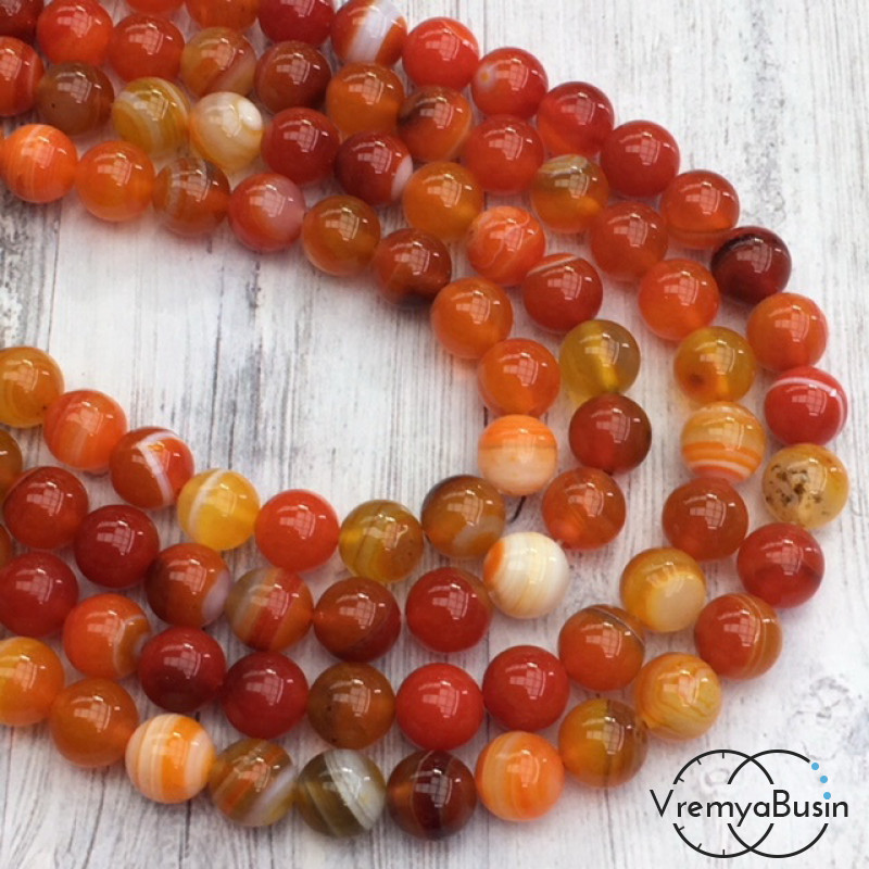 Агат тонированный, шарик гладкий 8 мм (нить, ок. 48 шт.)