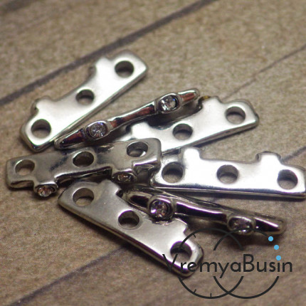 Разделитель на 3 нити со стразами, цв. серебро (1 шт.)