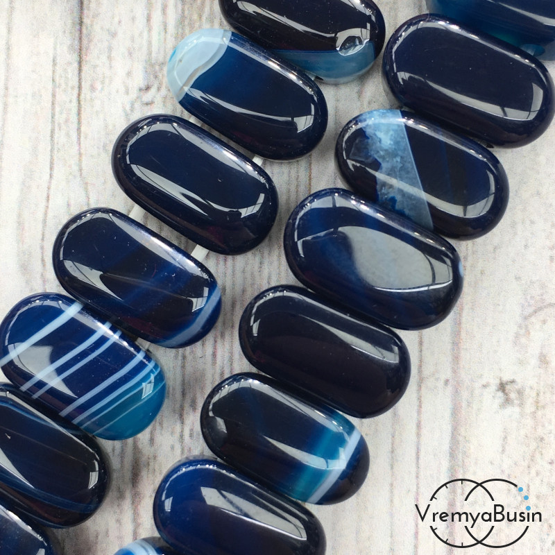 Агат тонированный. Бусины гладкие с 2 отверстиями 8х15 мм (ок. 24 шт.)