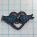 Коннектор "Сердце с крыльями" с цветными фианитами, латунь с черным родиевым покрытием (1 шт.)