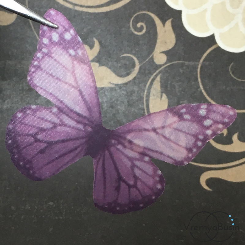Крылья бабочки из органзы, 37х48 мм, цв. фиолетовый (1 шт.) 