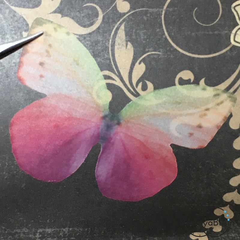 Крылья бабочки из органзы, 36х48 мм, цв. желто-розовый  (1 шт.)