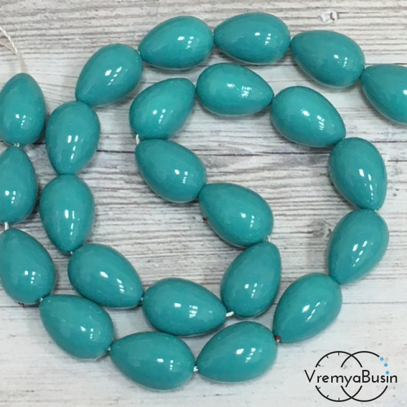 Бусины капли из стекла под жемчуг, 10х14 мм (1 шт.)