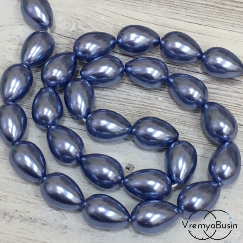 Бусины капли из стекла под жемчуг, 10х14 мм (1 шт.)