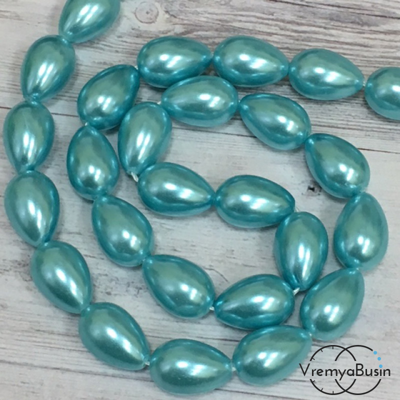 Бусины капли из стекла под жемчуг, 10х14 мм (1 шт.)