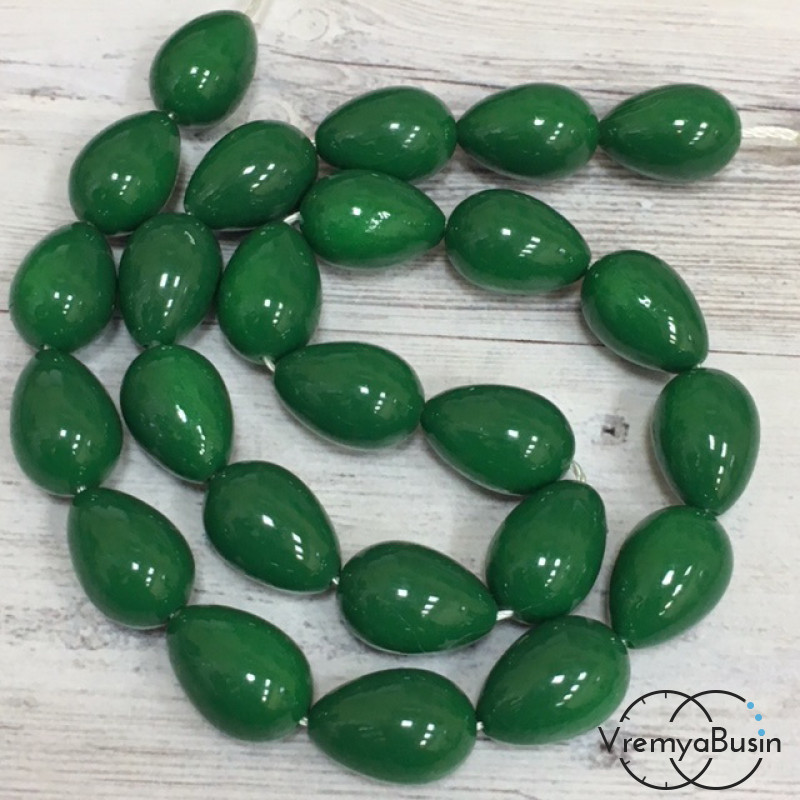 Бусины капли из стекла под жемчуг, 10х14 мм (1 шт.)