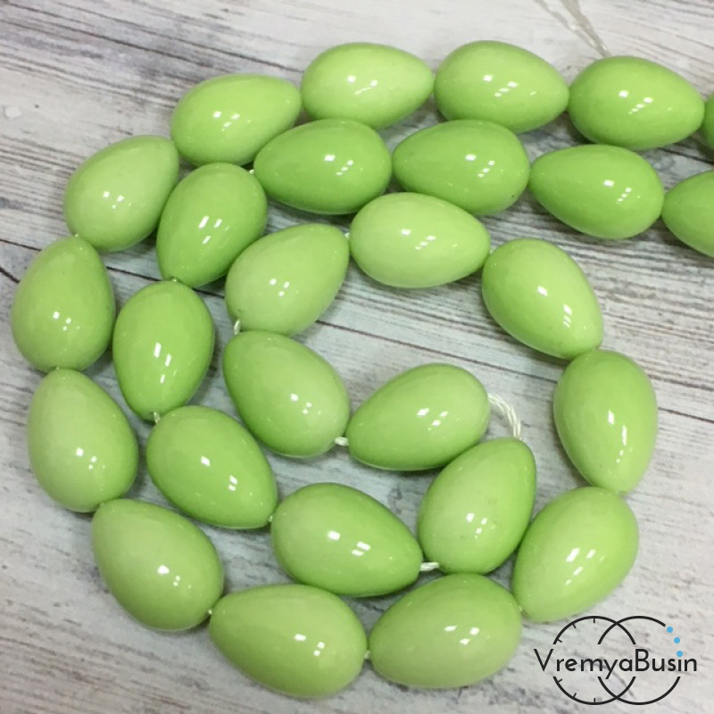 Бусины капли из стекла под жемчуг, 10х14 мм (1 шт.)